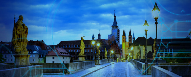 Old bridge over the river Main to the city centre, Würzburg